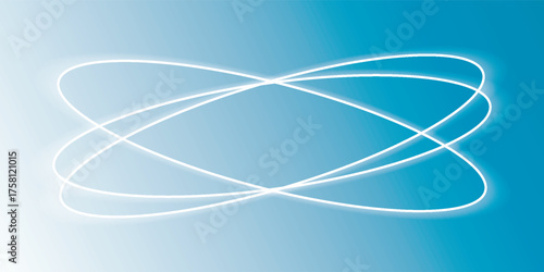 Abstract glowing cyan elliptical lines intertwined forming a dynamic light pattern.