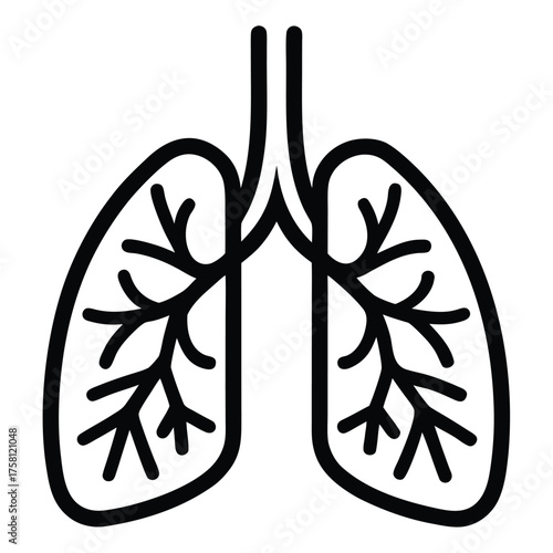 Human Lungs Icon – Medical Anatomy Outline Vector