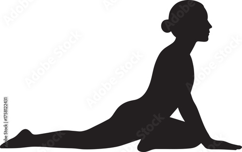 Pigeon Pose Yoga Silhouette | Black Vector Stretch Illustration
