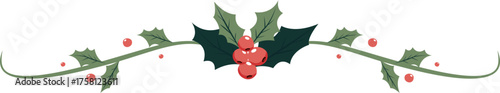 Holly Berry and Leaves Christmas Divider