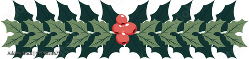 Holly Berry and Leaves Christmas Divider