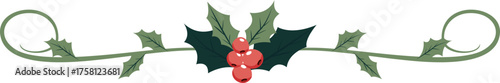 Holly Berry and Leaves Christmas Divider