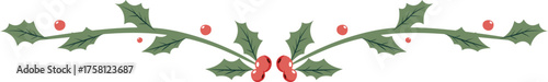Holly Berry and Leaves Christmas Divider