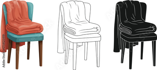 Illustration of a cozy chair with a blanket