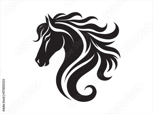 Silhouette of a horse, Majestic horse head profile silhouette, Vector silhouette of a horse head design . EPS 10