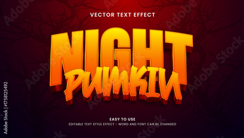 night pumkin editable text effect 3d vector
