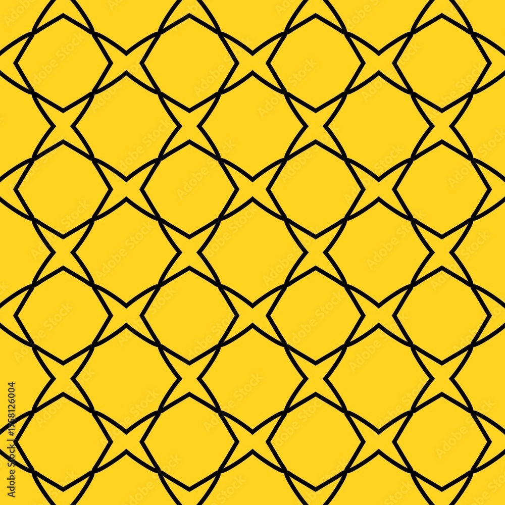 Naklejka premium Seamless geometric pattern with black lines on yellow background