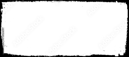 Grungy distressed black and white textured border with scattered speckles and scratches grunge. Grunge border texture background. Grunge style border  frame.
