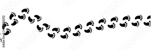 Human footprints. Vector isolated lines of male and female footwear steps. Human foot mark silhouettes. Women and men shoes tracks. and boot footsteps, vector illustration in eps 10.
