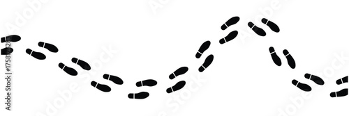 Human footprints. Vector isolated lines of male and female footwear steps. Human foot mark silhouettes. Women and men shoes tracks. and boot footsteps, vector illustration in eps 10.