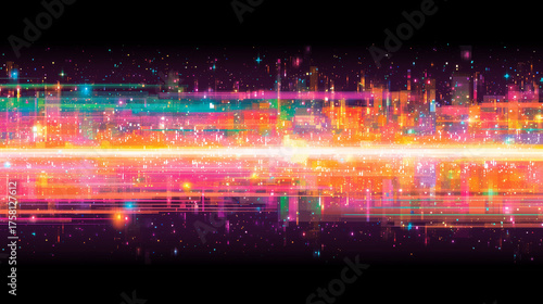 A mesmerizing display of radiant waves involving sparkling colors, creating an enchanting atmosphere of movement and energy.