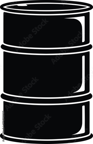 Vector Isolated black crude oil barrel container silhouette Illustrator