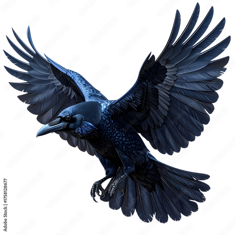 Fototapeta premium Black vector illustration of a wild eagle in flight with powerful wings and a majestic silhouette against the sky
