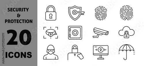 Vector art of security and protection icons set