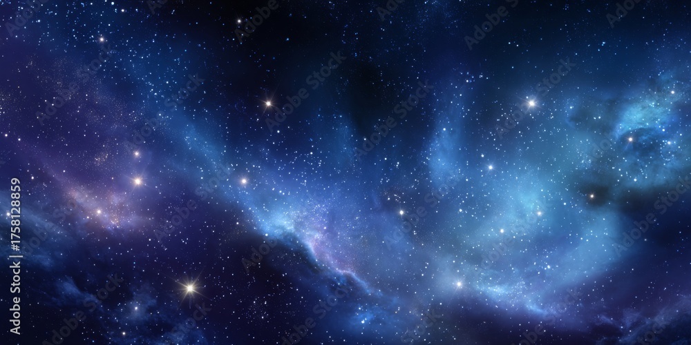 Obraz premium Deep Blue Cosmic Background with Stars and Nebulae, Perfect for Space Illustrations and Mystical Art Creations