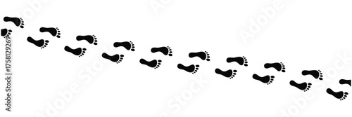 Human foot prints simple bare feet print symbol silhouette footstep icon. Minimalist human footprint icon. Footprints symbol set, Footprints in eps 10.