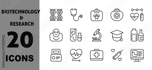 Vector art of biotechnology and research icons set