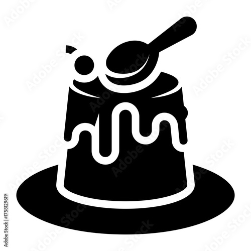 caramel custard pudding glyph icon