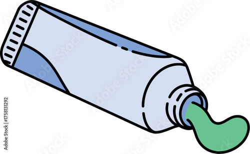 Illustration of a tube of toothpaste with green paste