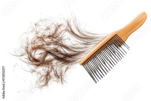 Hairbrush with shed brown hair clump