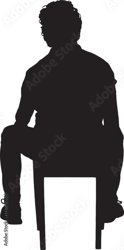 vector, silhouette of back view of a man sitting on chair