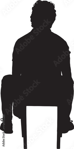 vector, silhouette of back view of a man sitting on chair