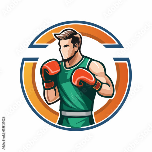 Dynamic Boxer Ready to Fight, Sports Graphic, Modern Design, Intense Focus, Perfect for Fitness Brands, Martial Arts, and Boxing Promotions