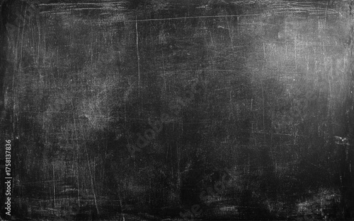 Chalk rubbed out on blackboard background. Black distressed texture