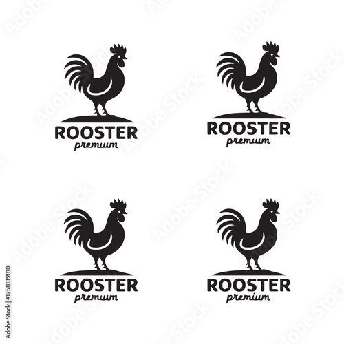 rooster silhouette logo pack premium poultry emblem vector badge for farm shop and artisan products