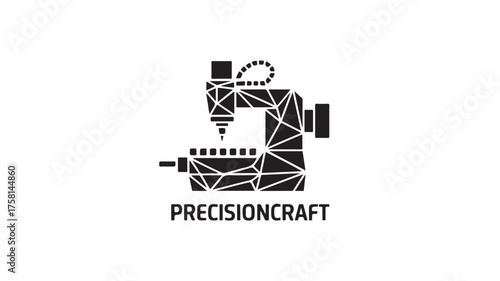 Modern CNC machine logo design representing precision engineering and advanced manufacturing processes for industrial innovation and technology brands seeking a sharp, geometric aesthetic.