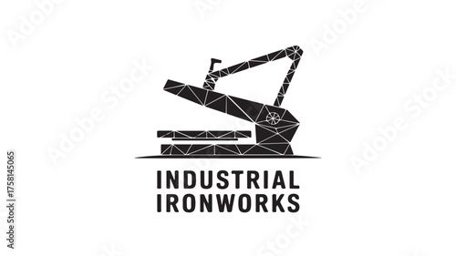 Modern geometric logo design for industrial ironworks, symbolizing strength, precision, and manufacturing excellence for robust business branding and corporate identity.