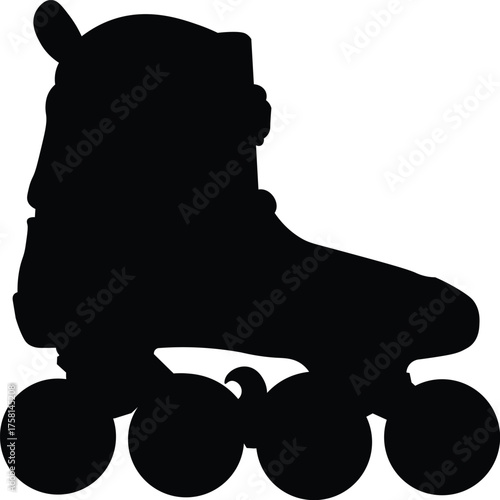 Black Roller Skate Silhouette. Minimalist Sports Vector Illustration, Roller Skate Equipment Icon