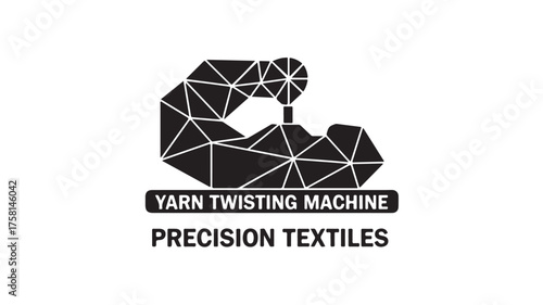 Modern geometric logo design for yarn twisting machines and precision textiles, symbolizing industrial innovation and manufacturing excellence for a sophisticated brand identity.