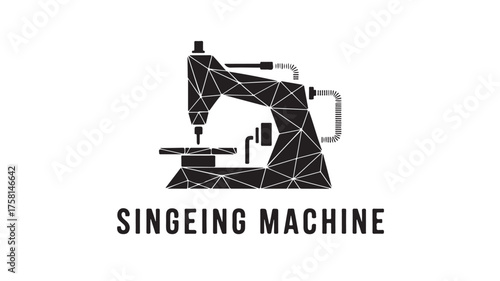 Modern geometric design of a singeing machine symbolizing industrial innovation and manufacturing efficiency with clean typography