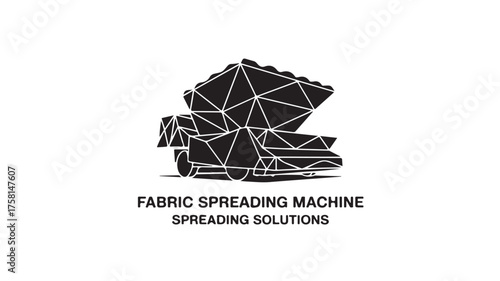 Industrial fabric spreading machine graphic, a modern geometric design for textile manufacturing and apparel production efficiency solutions, symbolizing innovation and progress