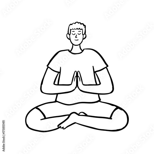 Simple Meditation Pose. Man Meditating in Lotus Position.