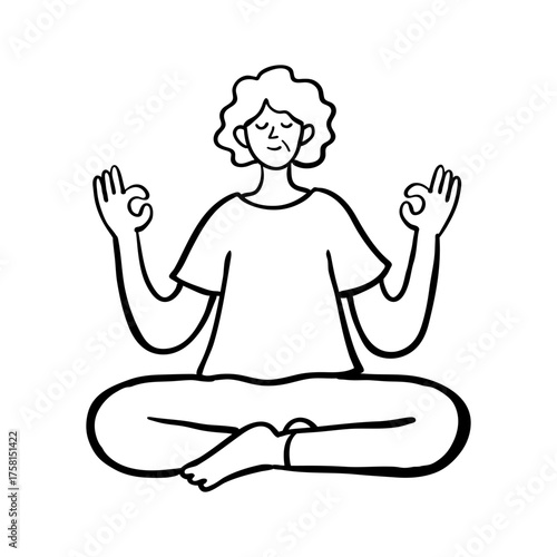 Woman Practicing Yoga and Meditation