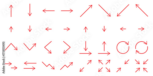 Arrows UI isolated icons set. Set of line vector icon with editable stroke