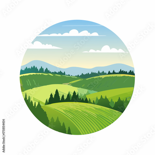 panorama of a beautiful, ecological farmland at sunrise