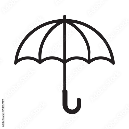 Simple outline icon of an open umbrella protection from rain weather symbol for safety and shelter protection symbol icon