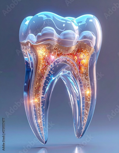 3d model visualization of innovative high-tech dental lab tooth design and biomolecular structures