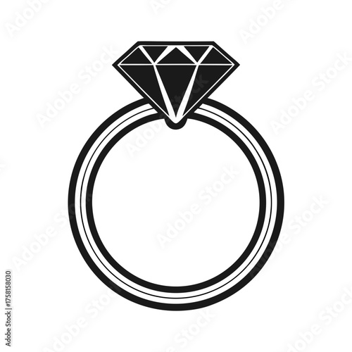 Elegant Diamond Ring: A minimalist illustration of a radiant diamond ring, symbolizing commitment, elegance, and everlasting love. 
