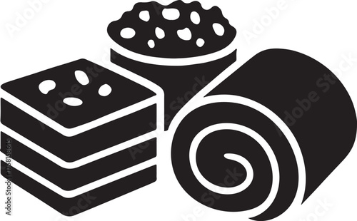 Assorted Middle Eastern Dessert Icons | Baklava, Sweets, and Rolls Vector Illustration.