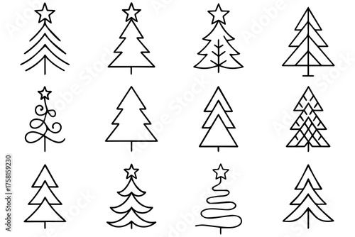 Christmas-tree outline or line icon design