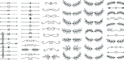 Vintage Ornamental Divider Collection Vector Set for Wedding Invitations and Graphic Design Elements