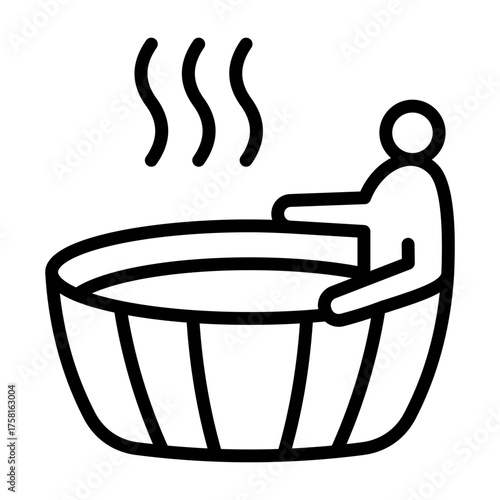 Hot Tub Icon - Black Outline