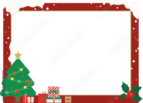 Merry christmas decorated border illustration for greeting card template