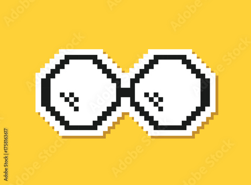 Pixel sunglasses sticker icon in flat style. Glasses vector illustration on isolated background. Funny accessory sign business concept.