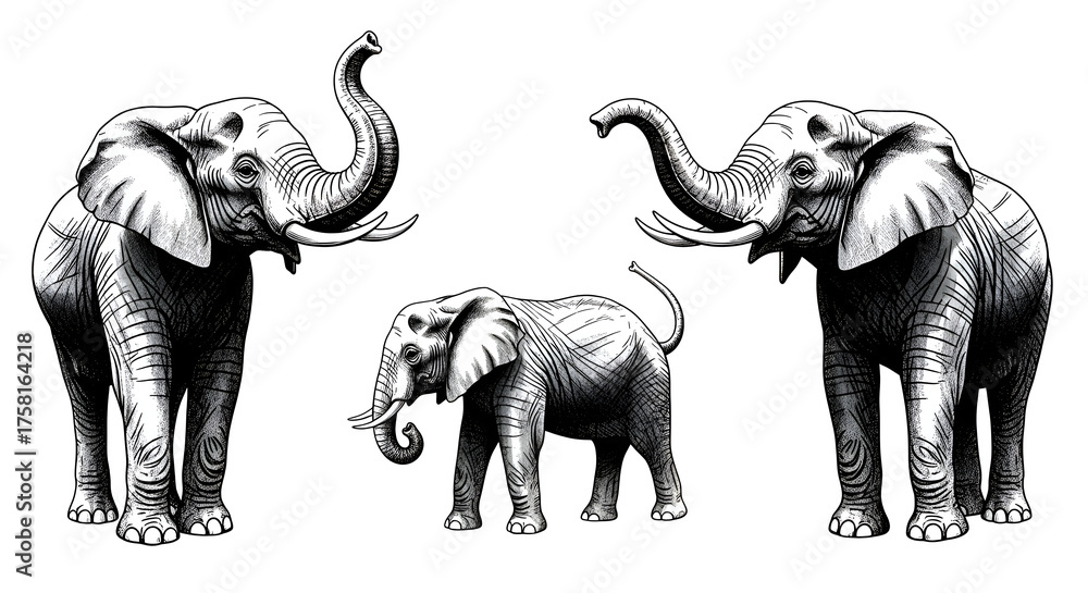 Fototapeta premium set of elephants