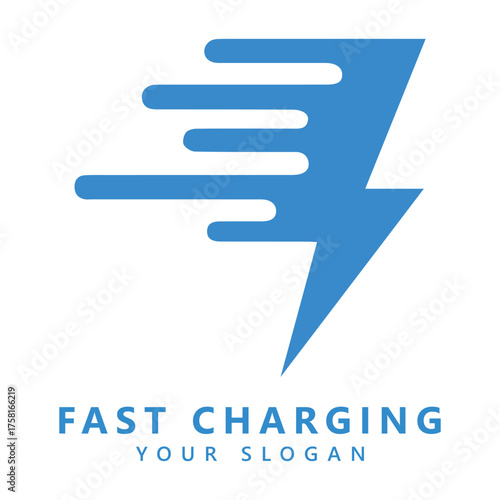 Fast electric charging lightning logo quick electrical power charger brand identity symbol speed